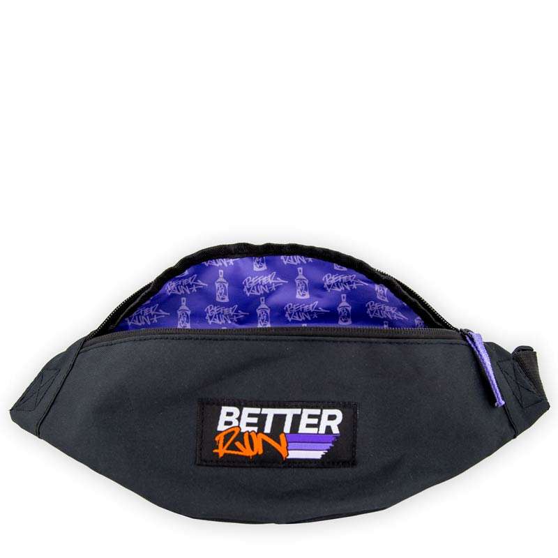 Betterrun Crossbag geöffnet mit bedrucktem Innenfutter