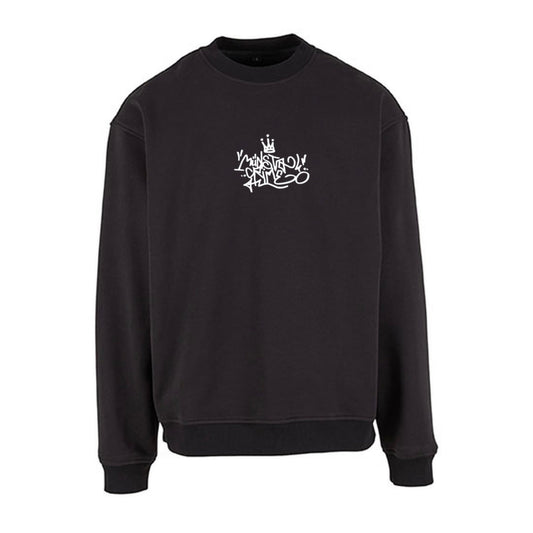 Krone Crewneck Vorderansicht auf weißem quadratischem Hintergrund
