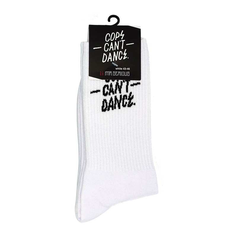 Mr. Serious Cops Can't Dance Socks - White