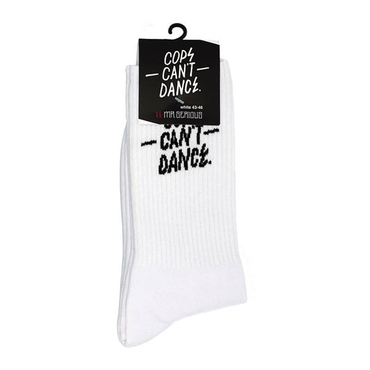 Mr. Serious Cops Can't Dance Socks - White
